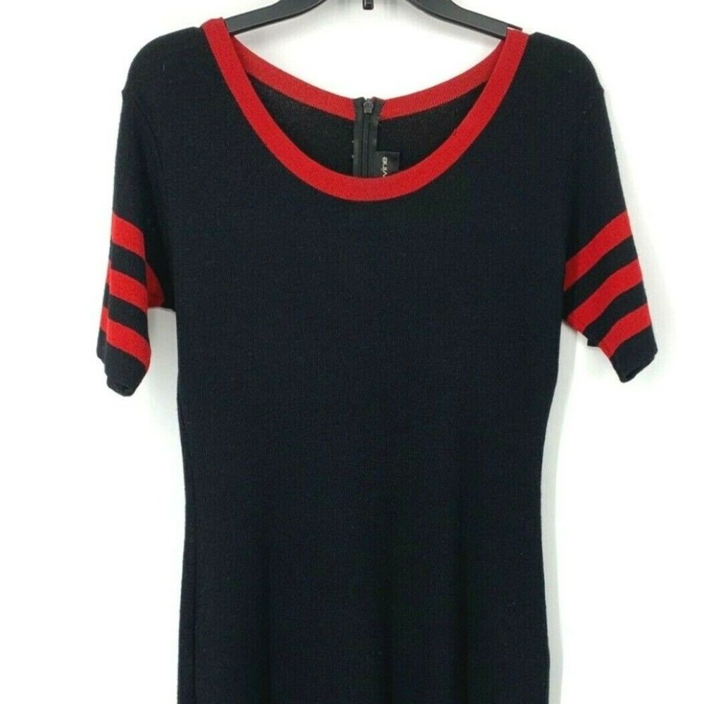 Andrea Jovine Womens Black Red Wool Dress Medium